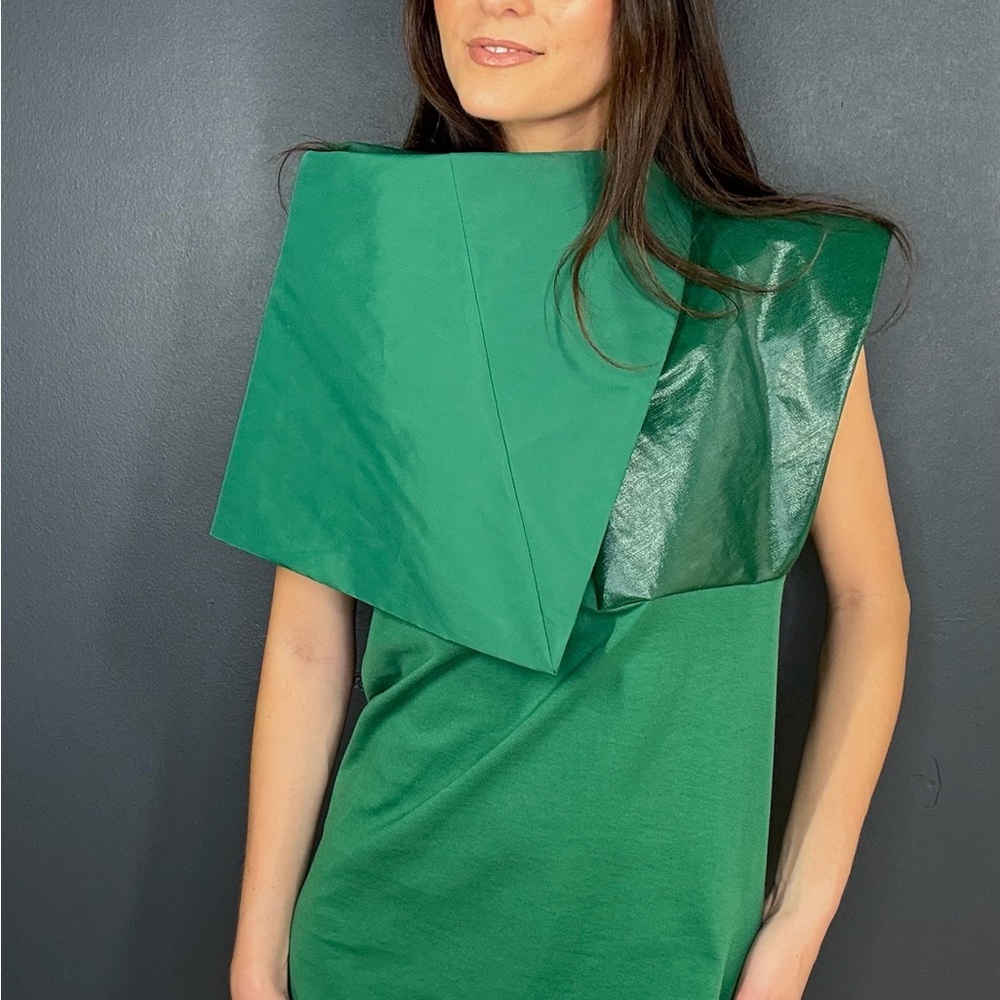 Rick Owens Green Asymmetrical Sheath Cocktail Dress - Picture 6 of 10
